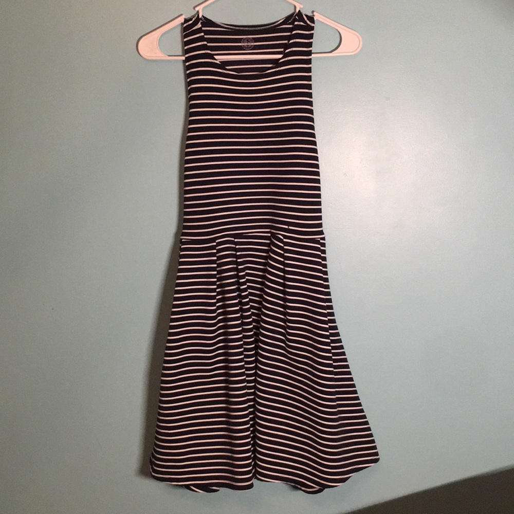 Navy blue dress with an open back